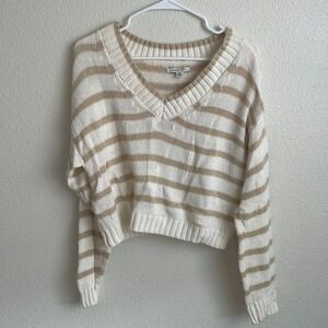 American Eagle Striped‎ V-Neck Sweater Knit Pullover Casual Comfy Size S